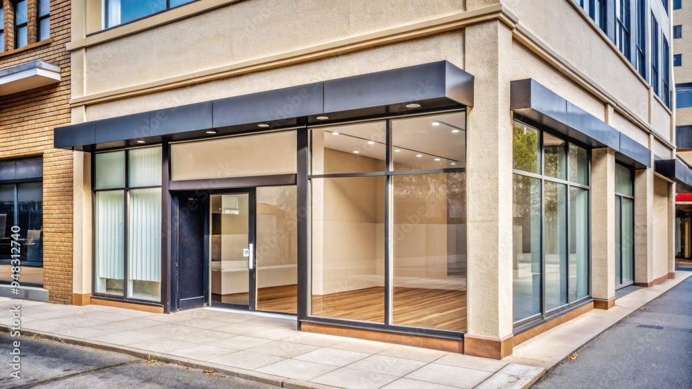 A modern vacant storefront with a bright A modern vacant storefront with a bright
