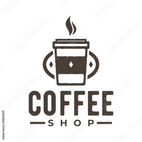 coffee cup logo for coffee shop, cafe or any business related to coffee. coffee shop vintage logo.