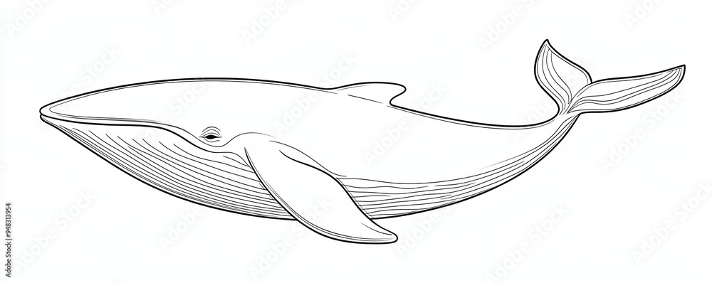 Black and white line art illustration of a whale. Black and white line art illustration of a whale.