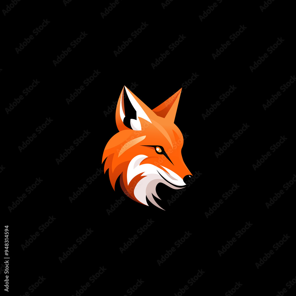 Obraz premium Fox head logo design on black background.