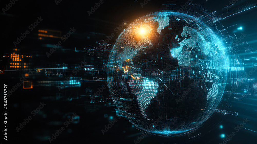 Obraz premium Futuristic Digital Globe With Technological Flair