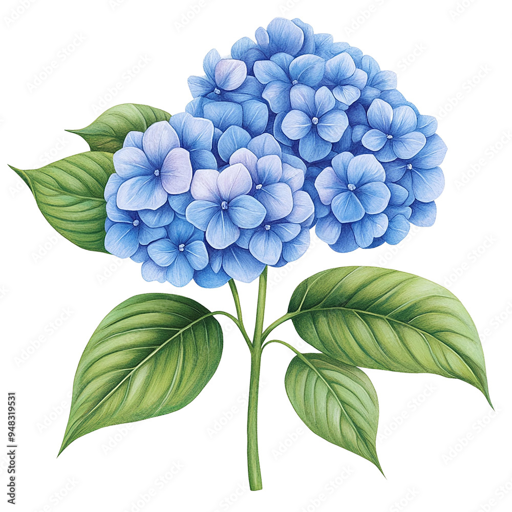 A beautiful blue hydrangea flower with lush green leaves, perfect for adding a touch of elegance to any design project. A beautiful blue hydrangea flower with lush green leaves, perfect for adding a touch of elegance to any design project.