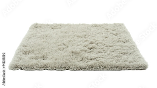 Obraz na płótnie Grey fluffy rug on white background. Generative image Ai w salonie