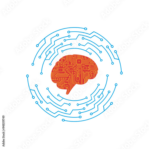 Ai brain power vector 