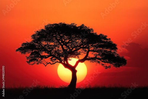 Africa, Sunset Tree