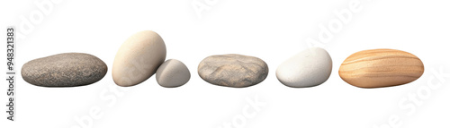 Wallpaper Mural A collection of smooth, variously-colored pebbles arranged neatly, perfect for backgrounds or nature-themed designs. Torontodigital.ca