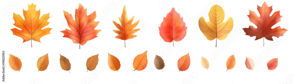 Vibrant autumn leaves in various shapes and colors showcasing the beauty of nature's seasonal transformation. Vibrant autumn leaves in various shapes and colors showcasing the beauty of nature's seasonal transformation.