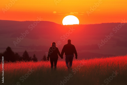 Couple Silhouette At Sunset