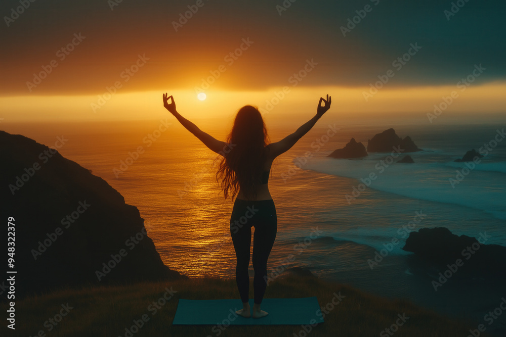Fototapeta premium Doing Yoga At Sunset