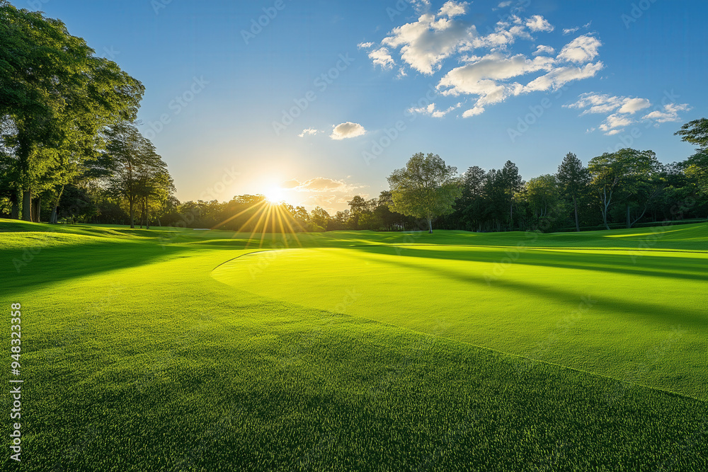 Golf Field At Sunset Golf Field At Sunset