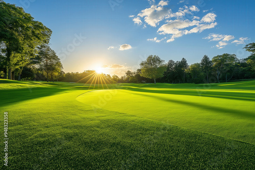 Golf Field At Sunset