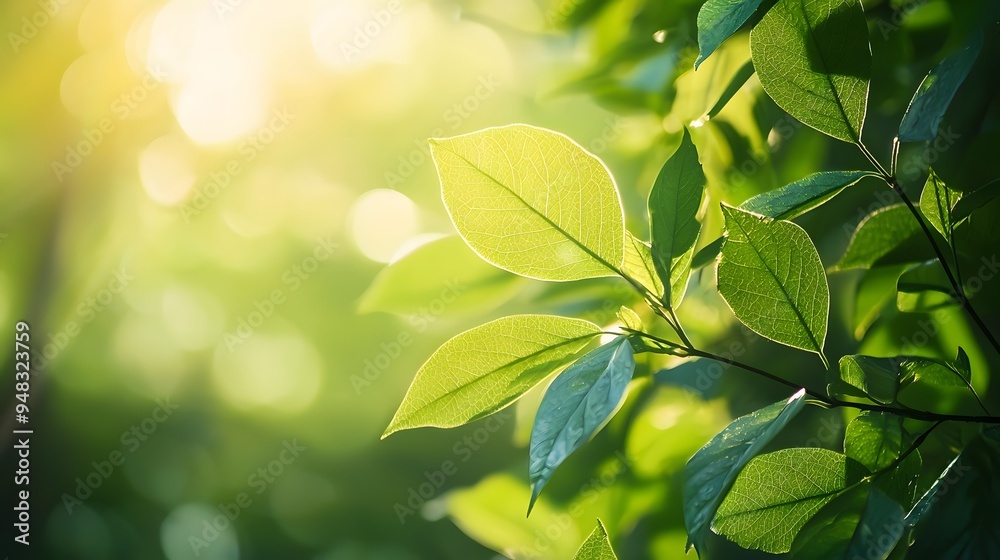 Obraz premium Green Leaves in Sunlight.