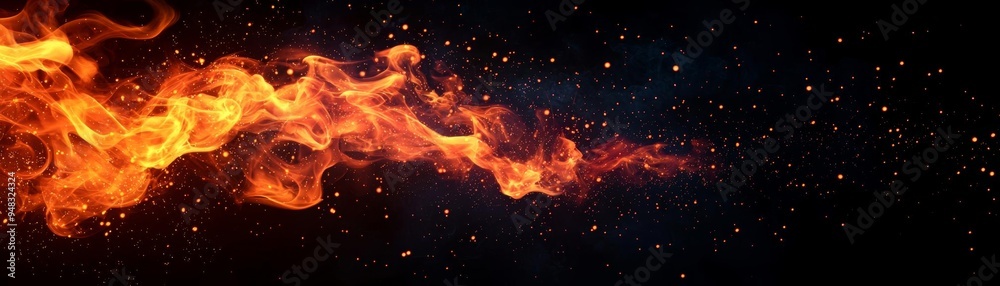 A black backdrop with vibrant fire and drifting smoke, creating a powerful and striking visual scene A black backdrop with vibrant fire and drifting smoke, creating a powerful and striking visual scene
