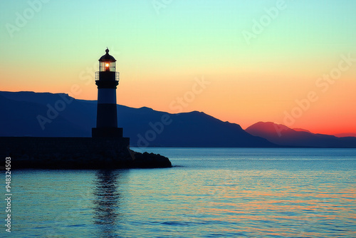 Lighthouse At Sunset