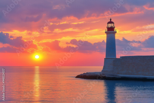 Lighthouse At Sunset