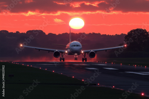 Plane At Sunset