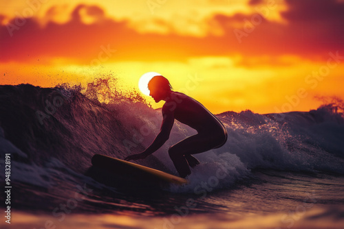 Surfer At Sunset