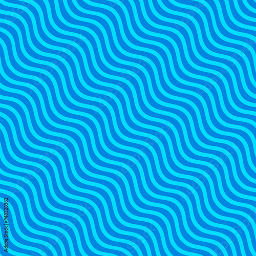 Wave seamless texture, black lines on white background. Vector illustration
