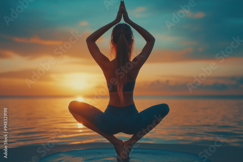 Yoga Practice On Beach At S...