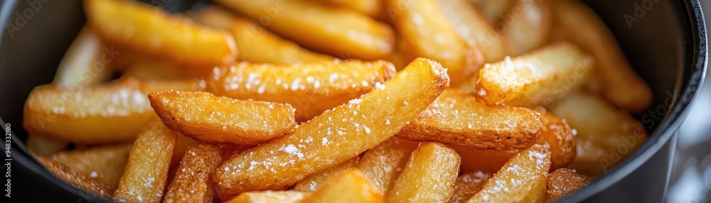 Air fryer with fries cooking crispy golden fries Air fryer with fries cooking crispy golden fries