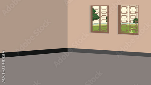 Empty House interior design vector illustration.Background of a village home interior 