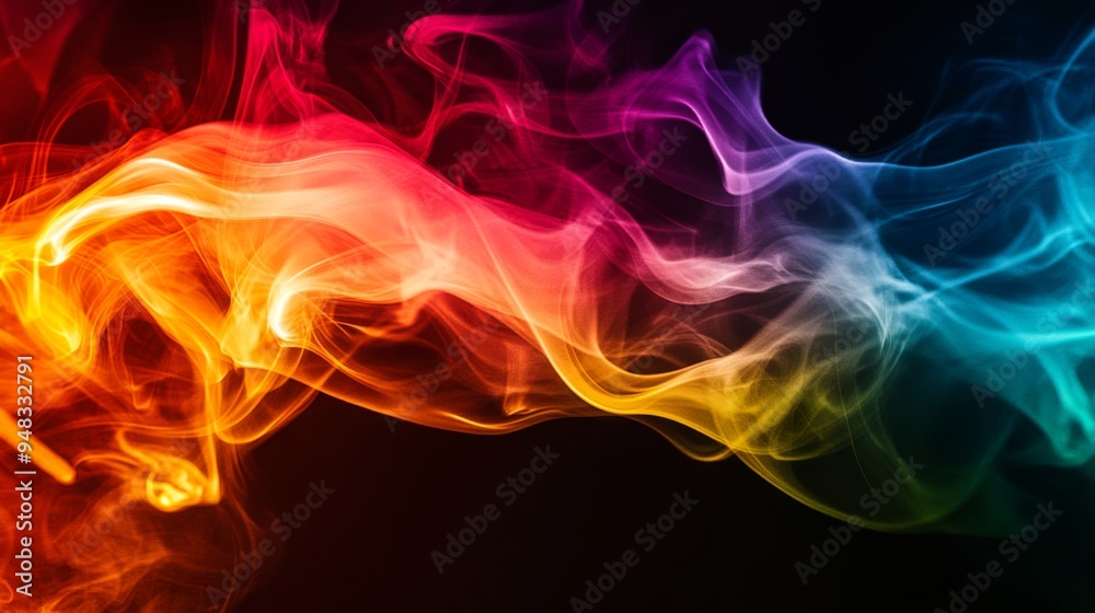 A dynamic shot of multi-hued cigarette smoke being blown out, with bright colors creating a striking contrast against a dark or neutral background. A dynamic shot of multi-hued cigarette smoke being blown out, with bright colors creating a striking contrast against a dark or neutral background.