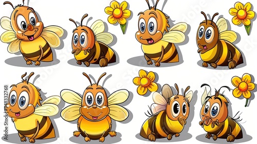 A set of cute cartoon bee 