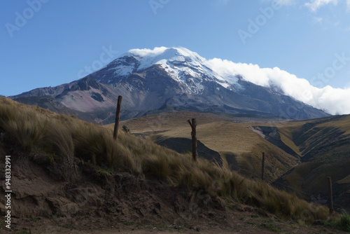 chimborazo volcano with  white snow photo