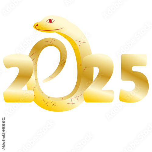  Chinese Gold Gradient New Year 2025. Zodiac Asia Snake 