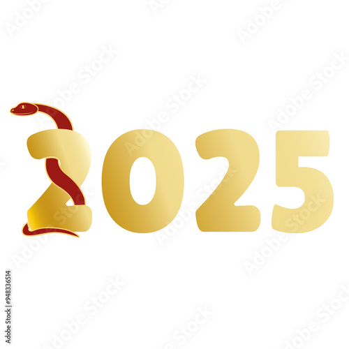  Chinese Gold Gradient New Year 2025. Zodiac Asia Snake 