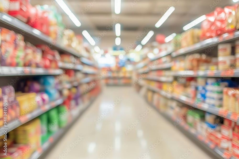 In a supermarket, there is blurring of the abstract and a commodity product on the shelf In a supermarket, there is blurring of the abstract and a commodity product on the shelf