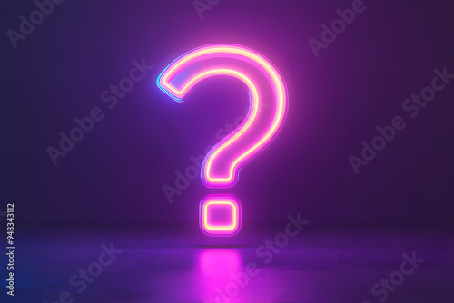 Illuminated Neon Question Mark isolated on Purple Background