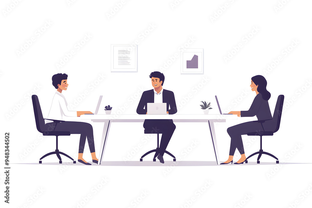Office business meeting flat illustration isolated on white background Office business meeting flat illustration isolated on white background