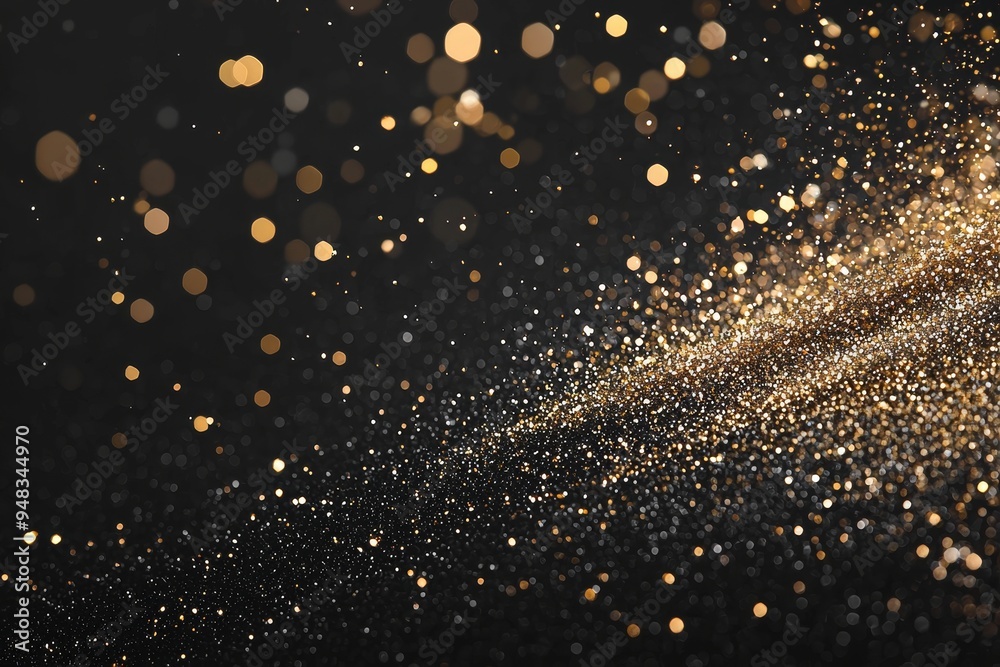 A defocused twinkly lights background with gold glitter lights on a grunge background. A defocused twinkly lights background with gold glitter lights on a grunge background.