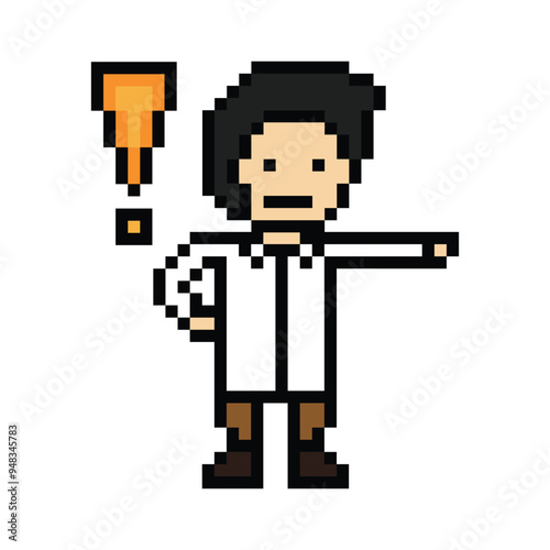 Cute pixel cartoon 8bit character man doctor or scientist game care for decoration pharmacist male doctor in hospital 8 bit male pixel art png vector.