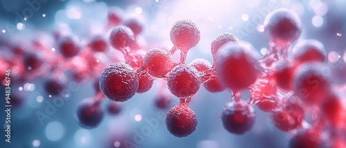 Wallpaper Mural Close-Up of Red Molecule Structure with Glowing Connections in a Scientific Background Torontodigital.ca