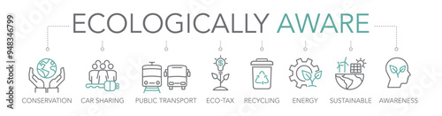ecologically aware concept - thin line two-tone icon concept vector illustration