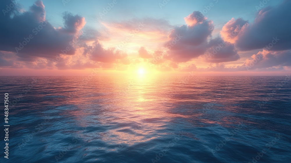 Calm ocean horizon with soft, warm light