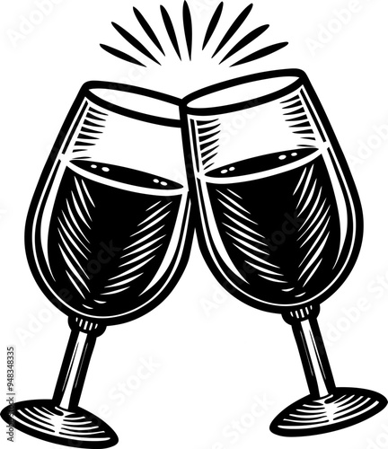 glass of wine, illustration cheers