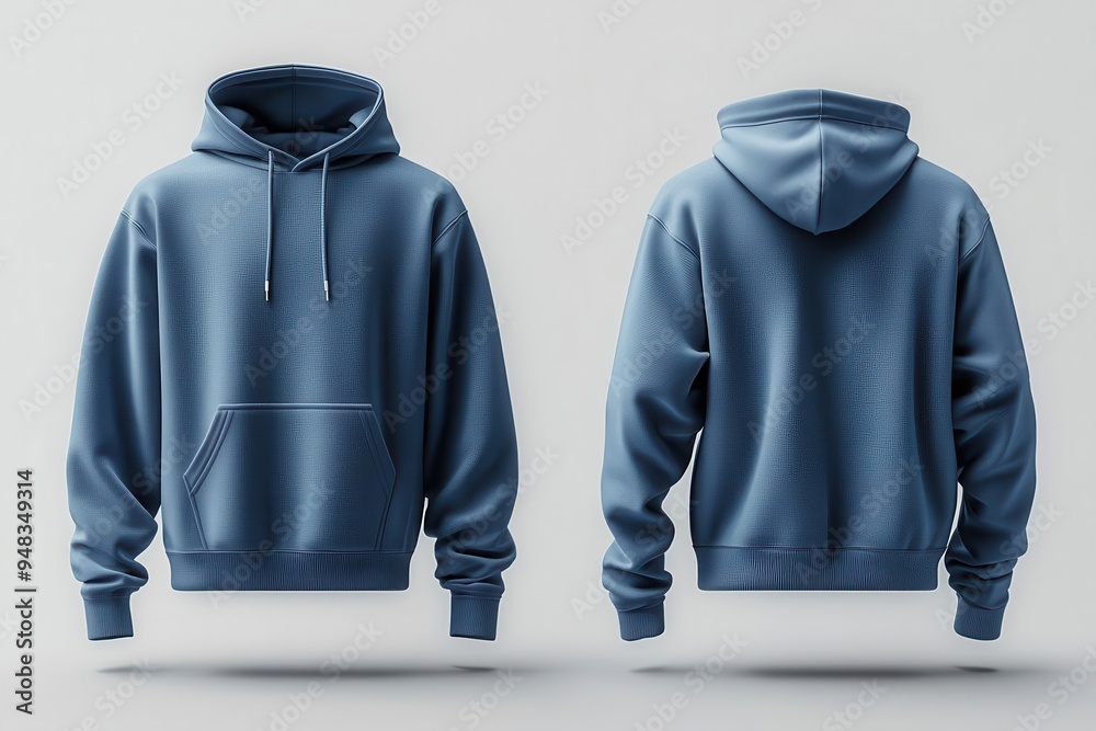 versatile apparel mockup front and back views of a blank blue hoodie ...