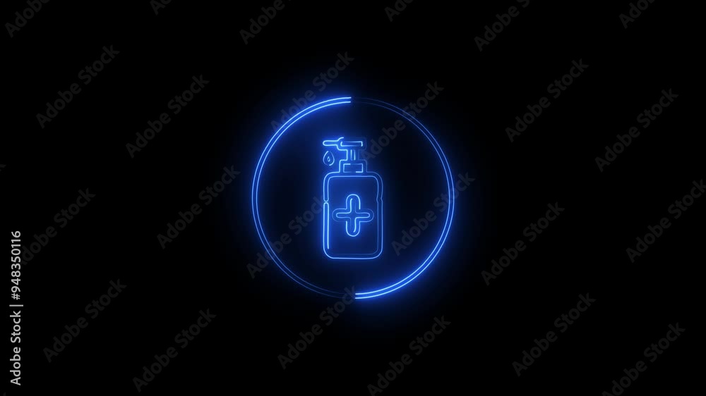 Abstract glowing neon sanitizer icon animation. hand wash sanitizer icon concept. Abstract glowing neon sanitizer icon animation. hand wash sanitizer icon concept.