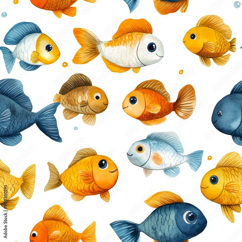 Playful illustration of colorful fish on a white background, suitable for children's projects, educational materials, or aquatic-themed designs, It exudes a cheerful and vibrant atmosphere, Playful illustration of colorful fish on a white background, suitable for children's projects, educational materials, or aquatic-themed designs, It exudes a cheerful and vibrant atmosphere,