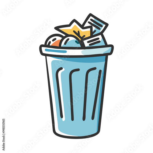 Vector Minimalist Trash Bin Icon for Waste Management