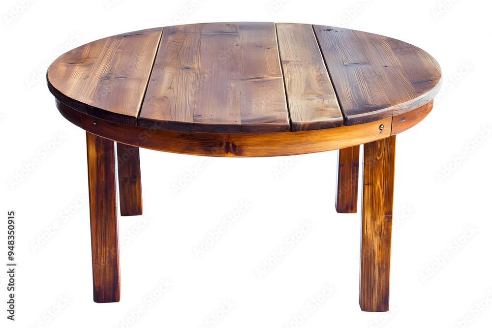 Wooden modern round kitchen table isolated on white background Wooden modern round kitchen table isolated on white background