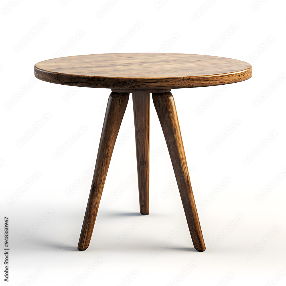 Wooden modern round kitchen table isolated on white background Wooden modern round kitchen table isolated on white background