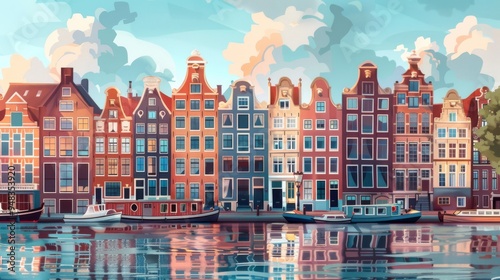 The Charming Canal Houses in Amsterdams Vibrant Waterfront area are simply picturesque photo