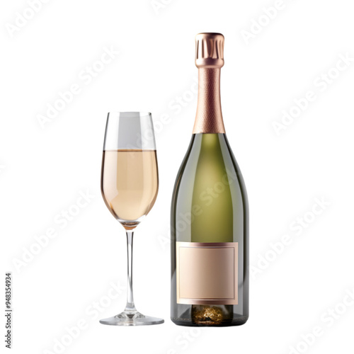 A bottle of champagne with glasses