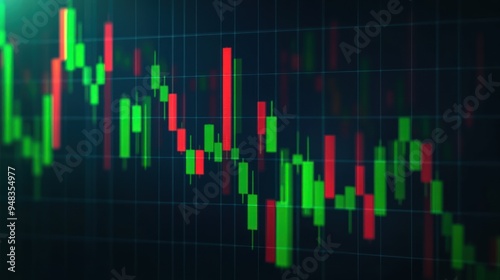 Group box with candlestick chart as the stock market background, showing market decline, volatility, selloff