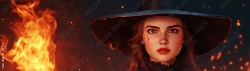 Witch casting spells in a video game, digital magic effects, 3D illustration Witch casting spells in a video game, digital magic effects, 3D illustration