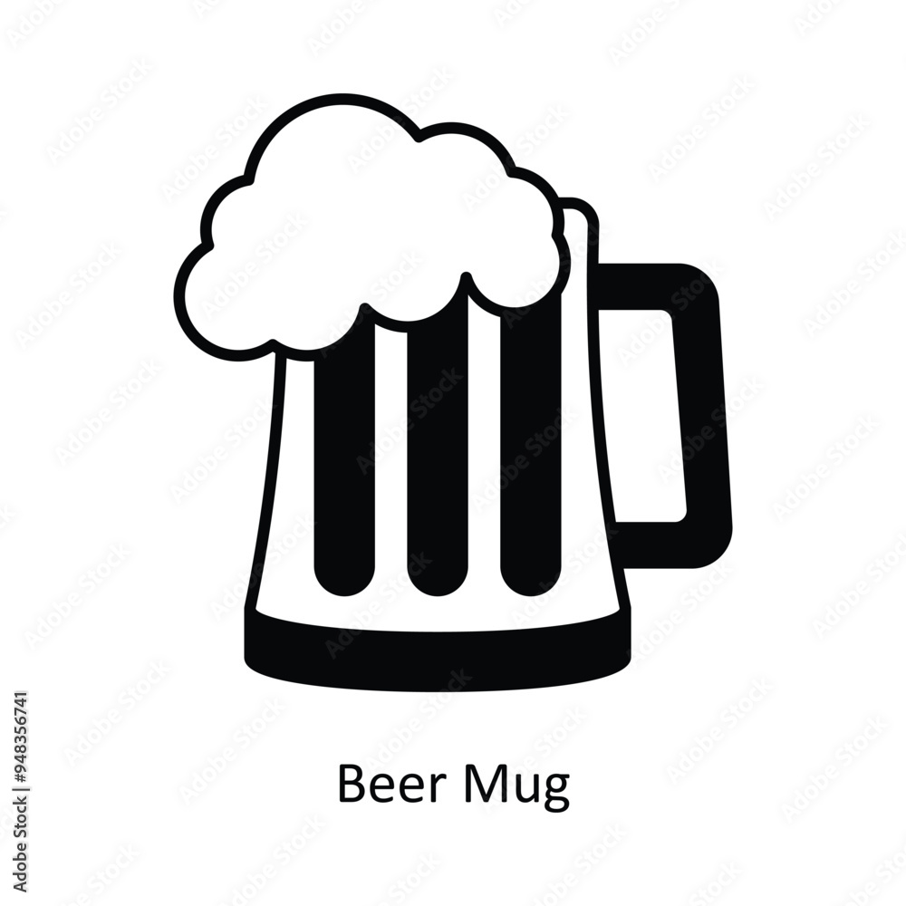Beer Mug Vector solid icon design illustration. food and drinks symbol on white background EPS 10 File Beer Mug Vector solid icon design illustration. food and drinks symbol on white background EPS 10 File